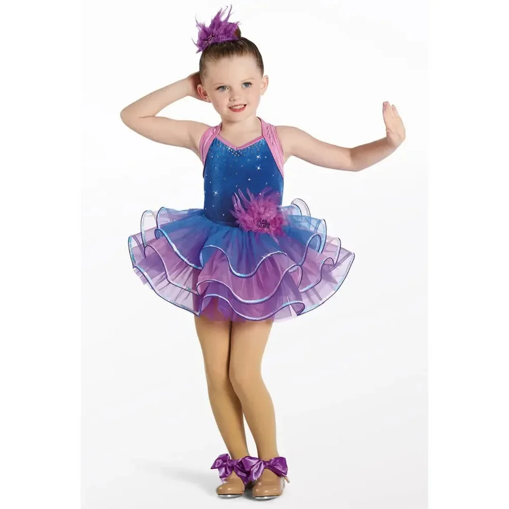 Pre-Owned Dance Costume Small Child Blue Purple Weissman 13314 Ballet Tap Dress